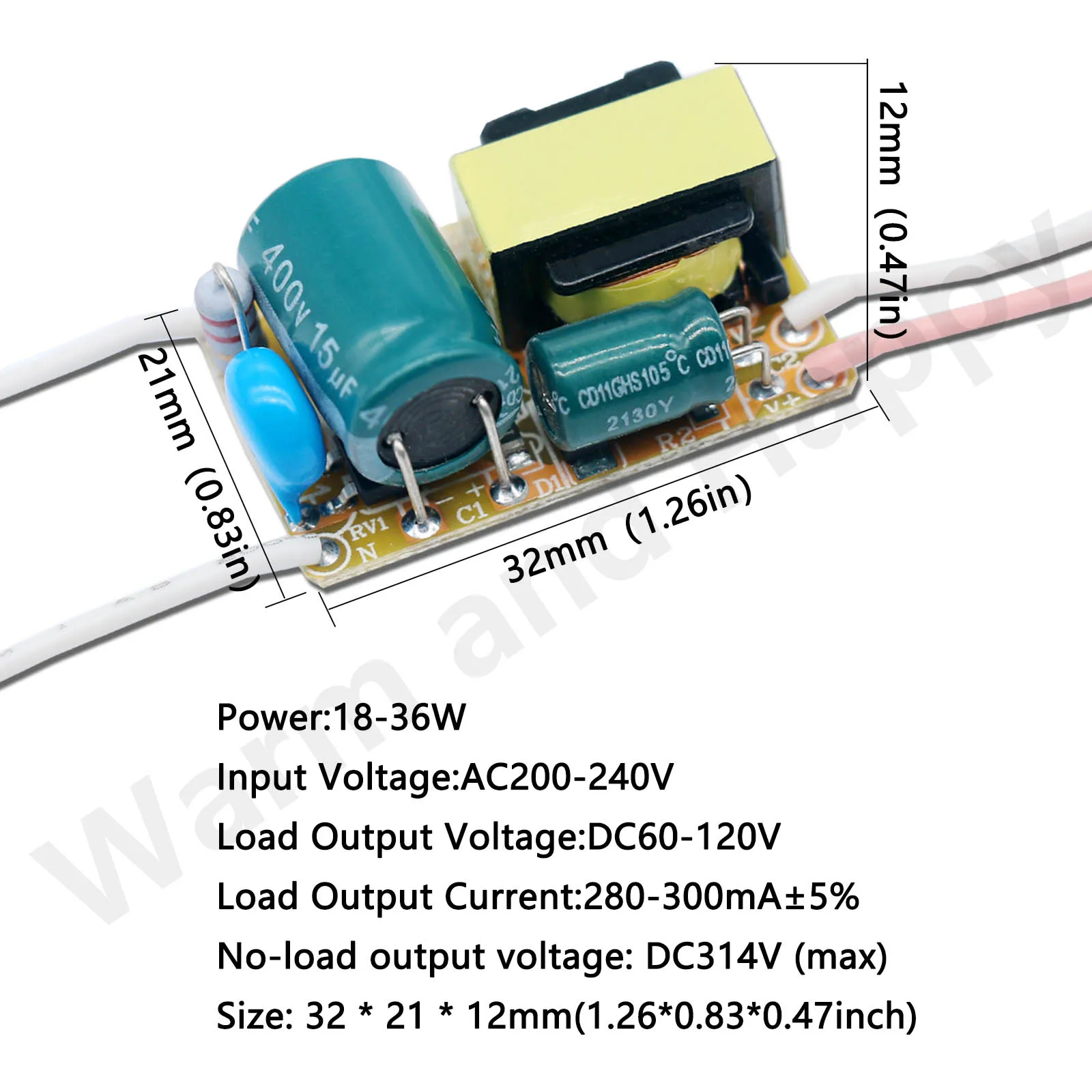 Imagem -03 - Driver de Led 8w 18w 25w 36w 50w 300ma 250ma Led Transformador de Corrente Constante Não Isolado Conversor ac para dc Dispositivo de Unidade de Energia