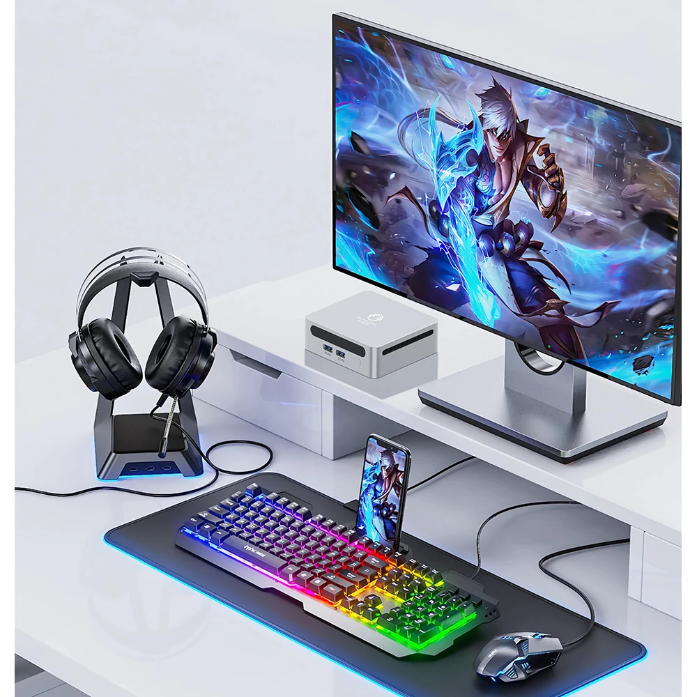 GenMachine Ryzen 3 4300U كمبيوتر صغير جديد يعمل بنظام التشغيل Windows 11 Pro 64GB 2TB DDR4 ثنائي القناة WIFI6 BT5.2 كمبيوتر مكتبي للألعاب