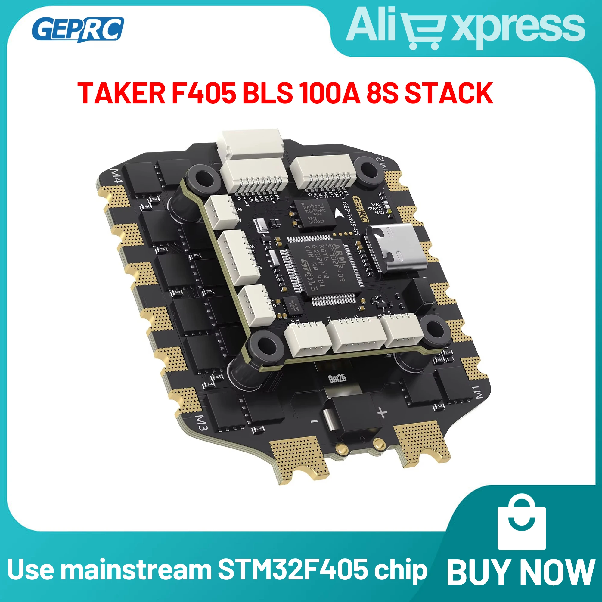 

GEPRC TAKER F405 BLS 100A 8S STACK 4IN1 ESC Black Box Data Analyze Record Flight Barometer Integrated LC Filter Racing FPV Drone