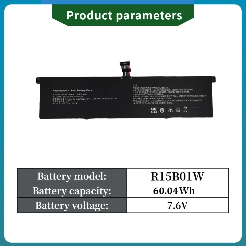 R15B01W 7.6V 7900mAh 60.04Wh for Xiaomi Pro 15.6 TM1701 171501-AL AF AQ 181501-AD AB AE FA Notebook Laptop Battery