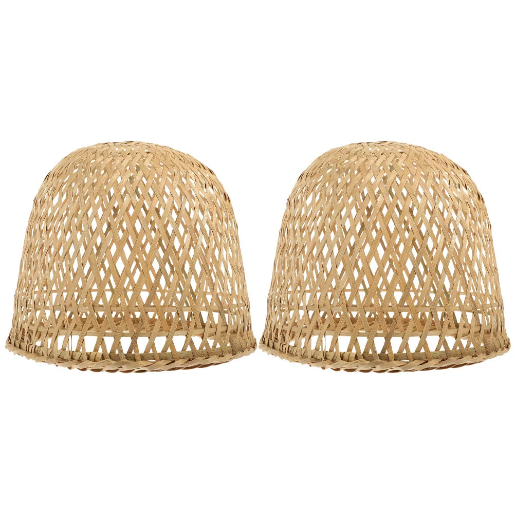 2 قطعة غطاء مصباح منسوج من الخيزران الرائع لاستبدال الثريا الناعمة لنشر الضوء مثالي لمطعم الفندق والمنزل #3