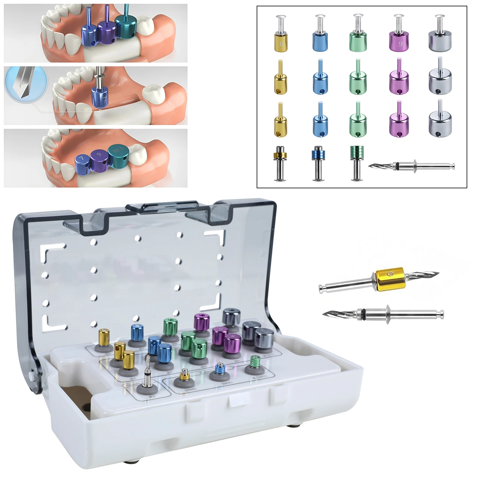 

Набор из 19 полностью направляемых сверл для имплантации, универсальные наборы для направления и позиционирования дентальных имплантатов, инструменты для стоматологов
