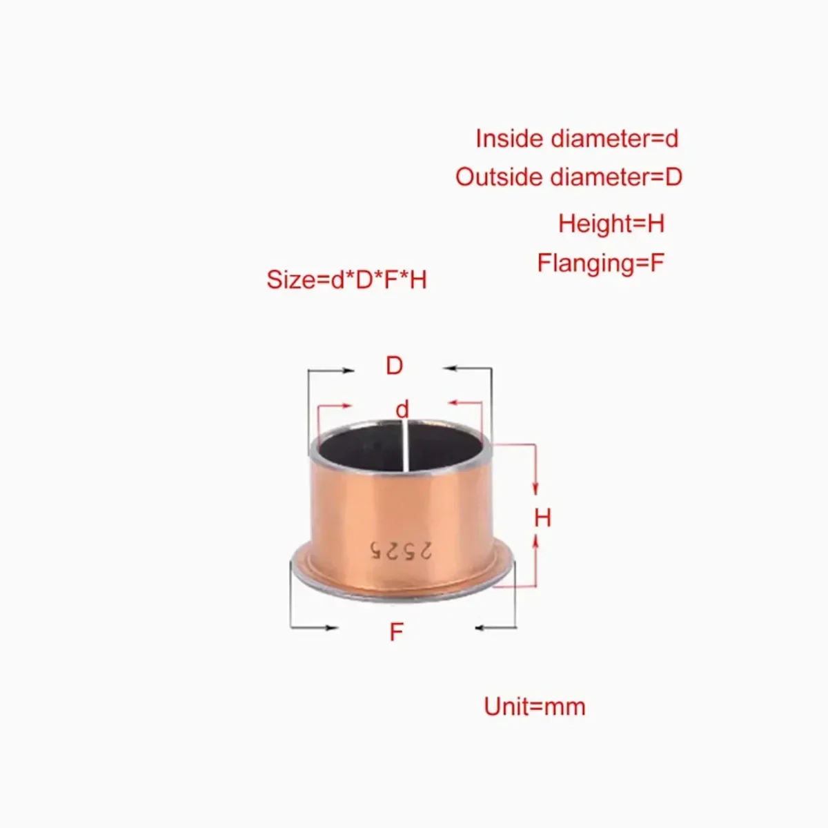 FS-1F Oil-free Bearing ID 4/5/6/8/10/12/14/15/16/18/20-30mm With Flange Compound Bearing Self-lubricating Bearing Brass Bushings