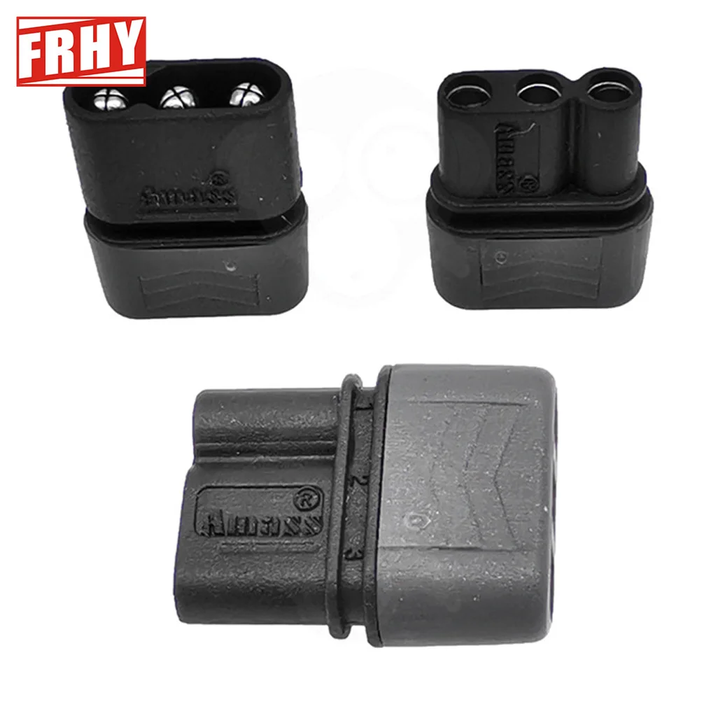2 Sets Amass MR30 3Pin 3-Core Male & Female Bullet Connector — Nickel-Plated Sheathed