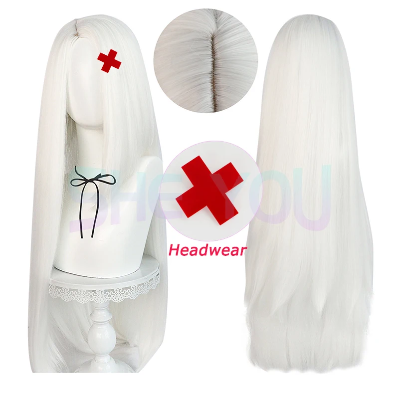 

Anime Vaggie Cosplay Wig Long White Straight Heat Resistant Synthetic Hair Halloween Party Wigs + Wig Cap
