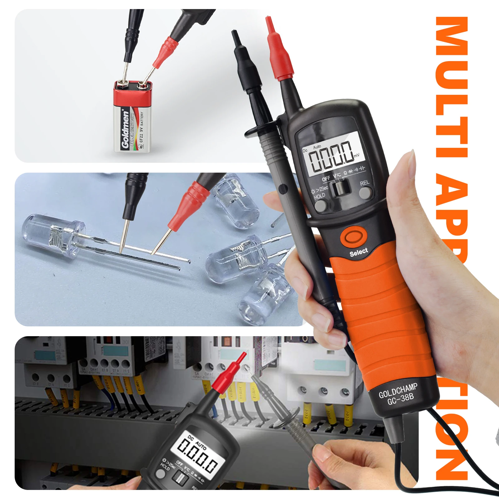 Multímetro Digital Tipo Caneta Holdpeak 2000 Contagens True RMS NCV com Seleção Automática de Faixa, Testador de Bolso para Eletrônica DIY