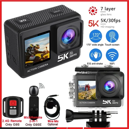 Cámara de acción 5K 4K60FPS 50MP 2,0 táctil EIS pre-grabación micrófono inalámbrico Wi-Fi 170D DVR cámara web impermeable 30M 5X Zoom cámara deportiva