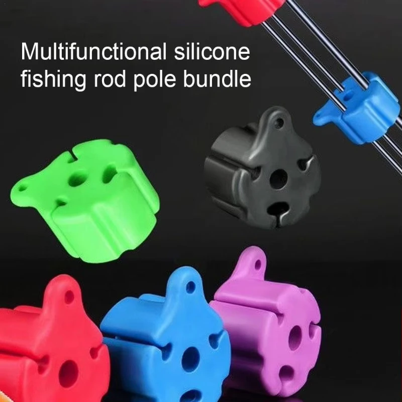 الصيد رود كليب سيليكون الصيد رود حامل الكرة مع الكرة 5 حفرة متعددة الوظائف حزمة الكرة معالجة العلاقات الصيد رود أداة #3