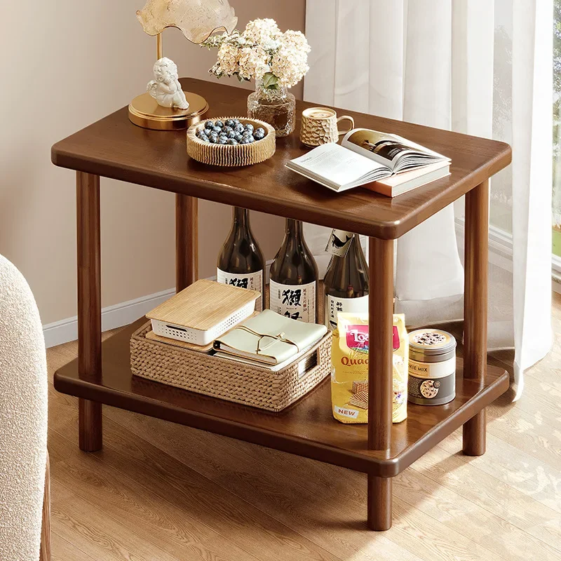 

Диван из массива дерева, несколько гостиных, небольшой журнальный столик из орехового дерева, современная простая бытовая полка, простой двойной маленький столик