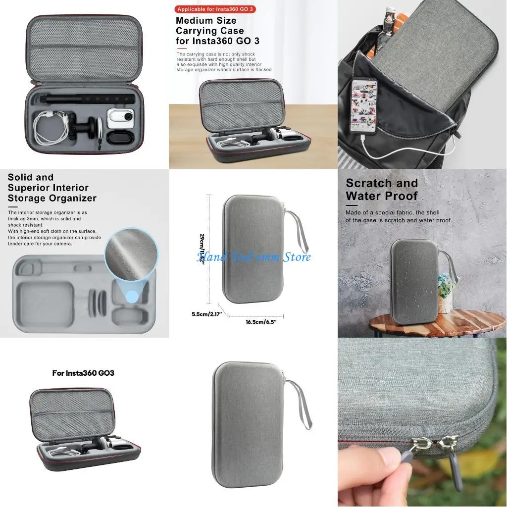 

H37F forInsta360 GO3 Protector with Durable EVA Material and Practical Compartments for Camera and Accessories