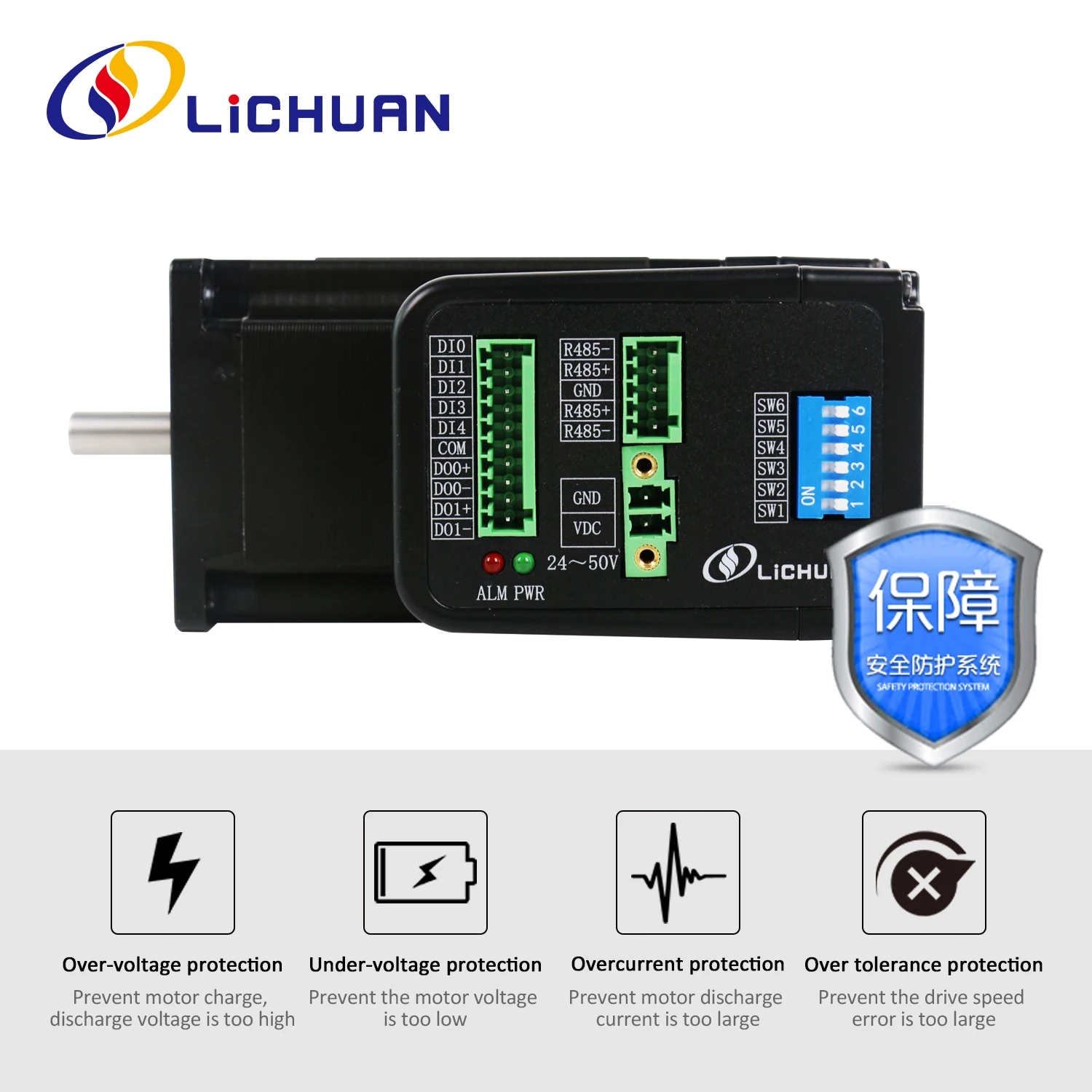 Lichuan Nema23 1Nm 2.3Nm 3Nm closed loop integrated motor DC24-50V 4A Ethercat/Pulse/Modbus RS485/CANopen control optional CNC