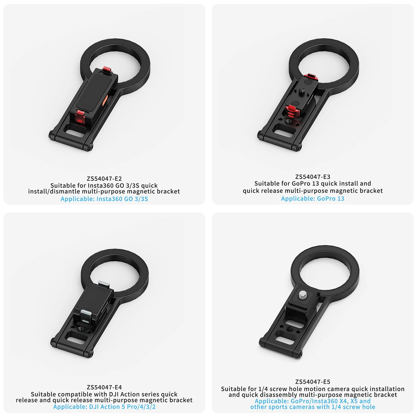 Magnetische Halterung mit Schnellverschluss, 360° Dämpfungs-Kugelkopf, Stativadapter für GoPro, DJI, Insta360, iPhone MagSafe, Lichtstativ – Detail 27