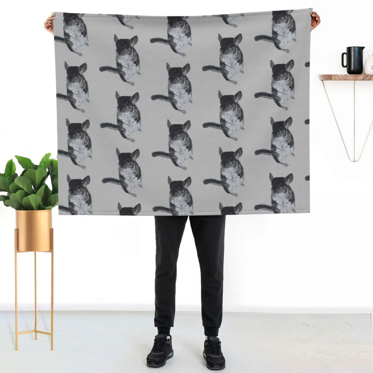 Grey Chinchilla Watercolor Throw Blanket Extra Large Throw Luxury Designer Summer Thermals For Travel Polar Bed covers Blankets