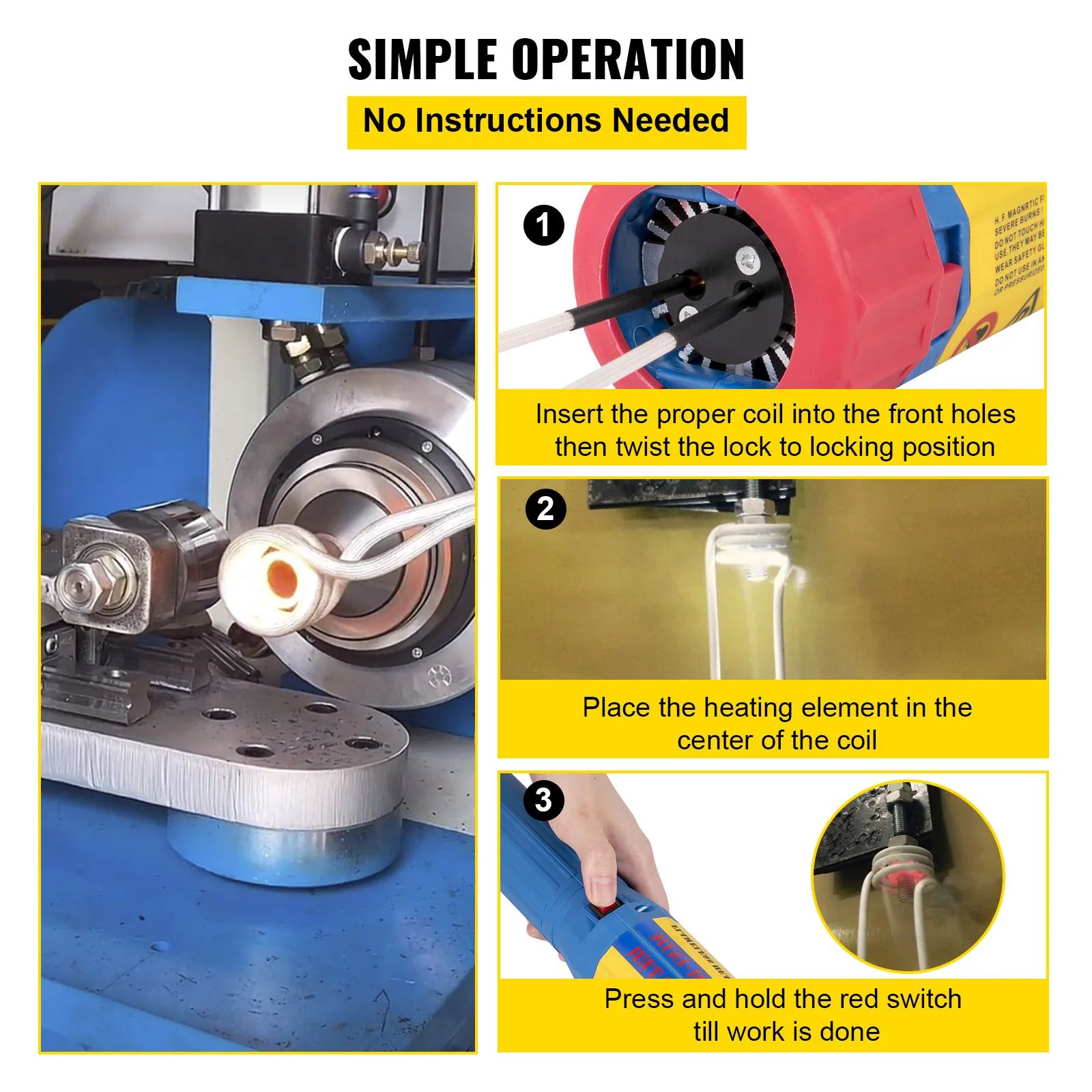 VEVOR-calentador de inducción de 1KW, Mini electromagnético sin llama con kits de bobinas 8/10 para uso automático, herramienta de reparación manual