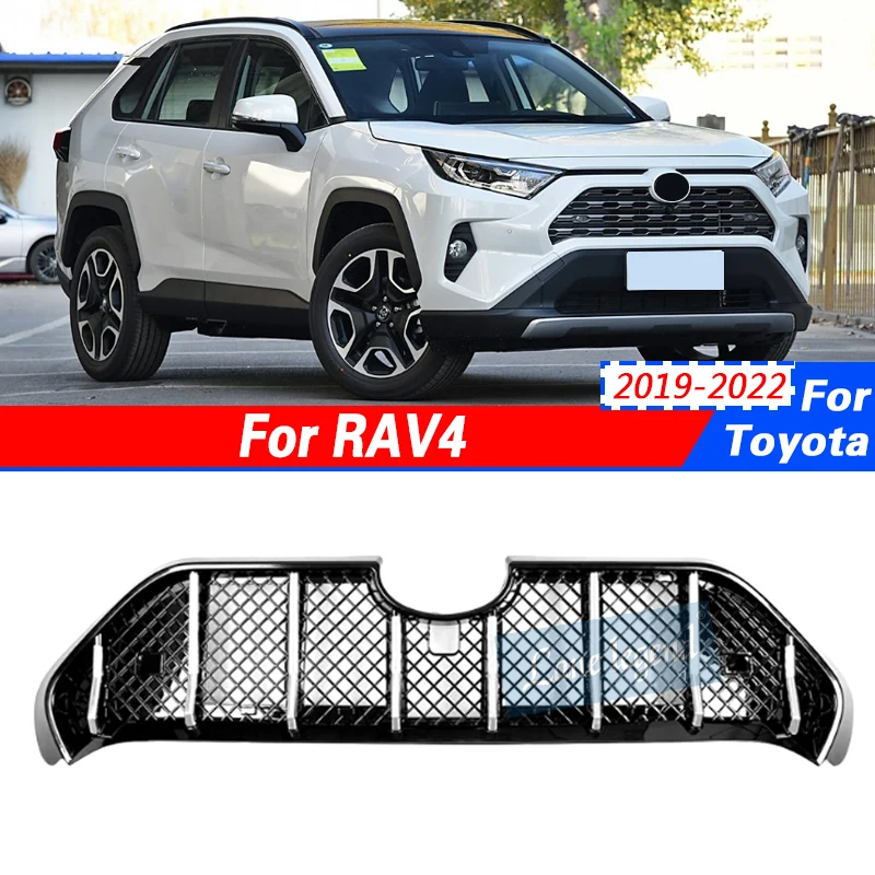 Car Anterior Reticulum Front Grille Grill Upper Bumper Hood Mesh Air Vent Trim Grid For Toyota RAV4 2019 2020 2021 2022