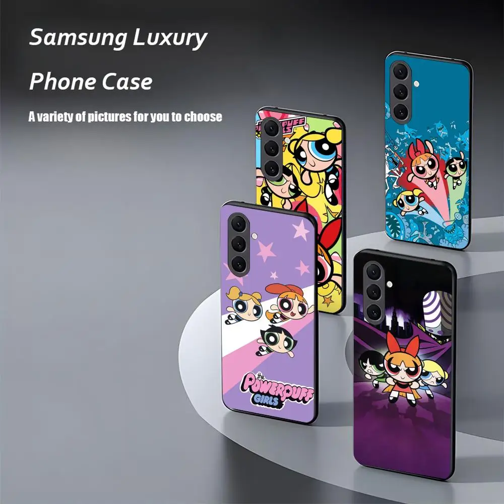 Super P-ow-er-Puff GirlS cute Phone Case For Samsung Galaxy S25 S24 S23 S22 S21 S20 Plus Ultra Note20 Soft Black