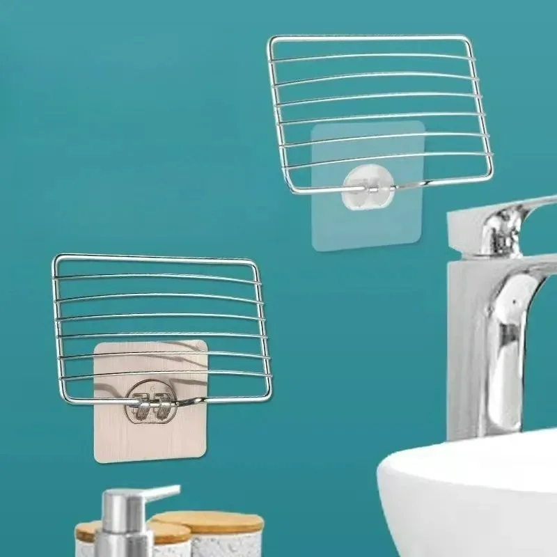 1 قطعة رف الصابون الفاخر الخفيف الفولاذ المقاوم للصدأ لكمة خالية الحمام خالية من الأظافر طبقة واحدة استنزاف الجدار الشنق مصاصة صندوق الصابون #3