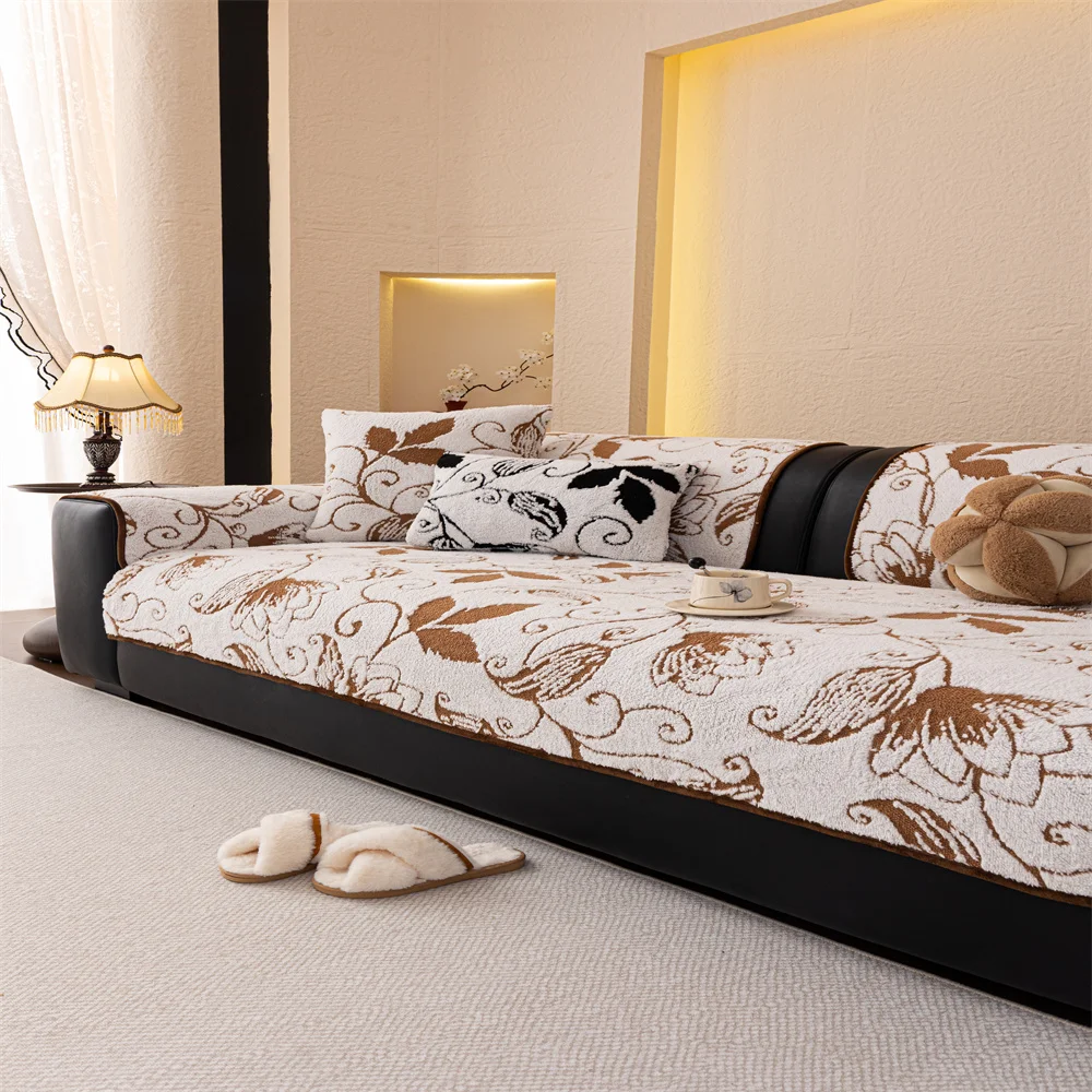 2025 New Autumn and Winter Thickened Light Luxury Non-slip Anti-cat Scratch Non-stick Wool Sofa Cushion Cover Back Towel
