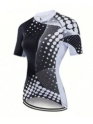 Women's Cycling Jersey Short Sleeve Bike Shirts Full Zip Bicycle Biking Tops Road Mountain Riding  with Pockets