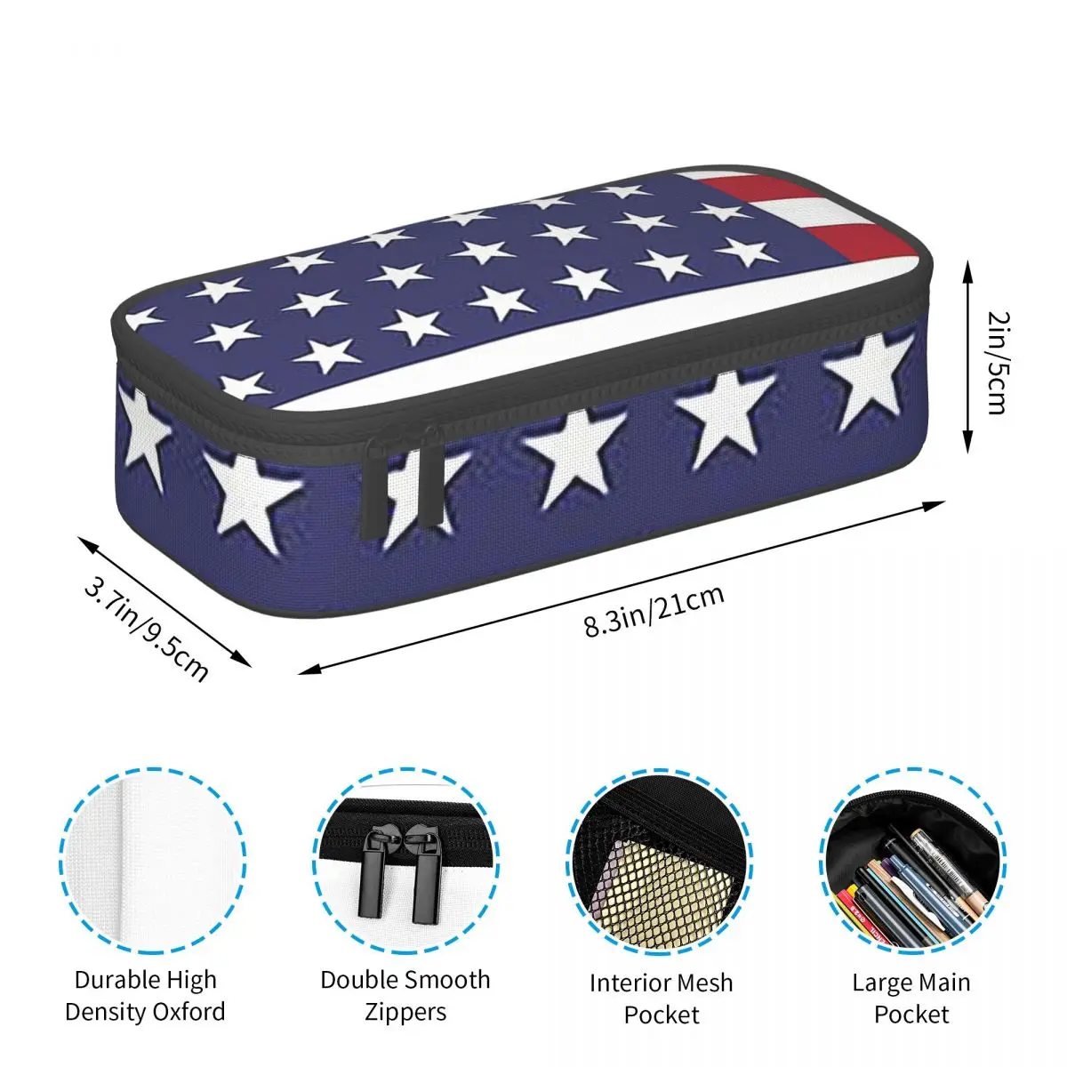 مقلمة بتصميم جرافيك العلم الأمريكي لعلبة أقلام المدرسة للطلاب حقيبة أقلام رصاص لوازم القرطاسية حقيبة حامل القلم