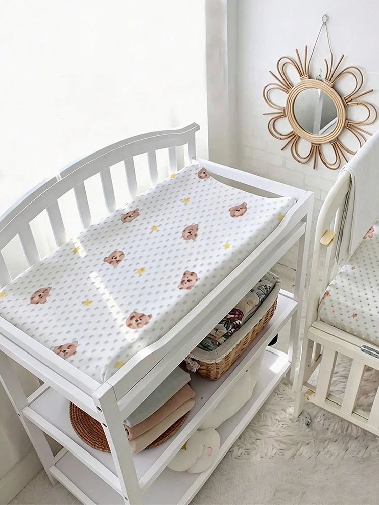 1Pc Baby Diaper Changing Pad, Ultra-Soft 3D Bean Material, Cute Animal Print, Washable and Durable, Suitable for Newborns, Cribs, Strollers, and Travel Use