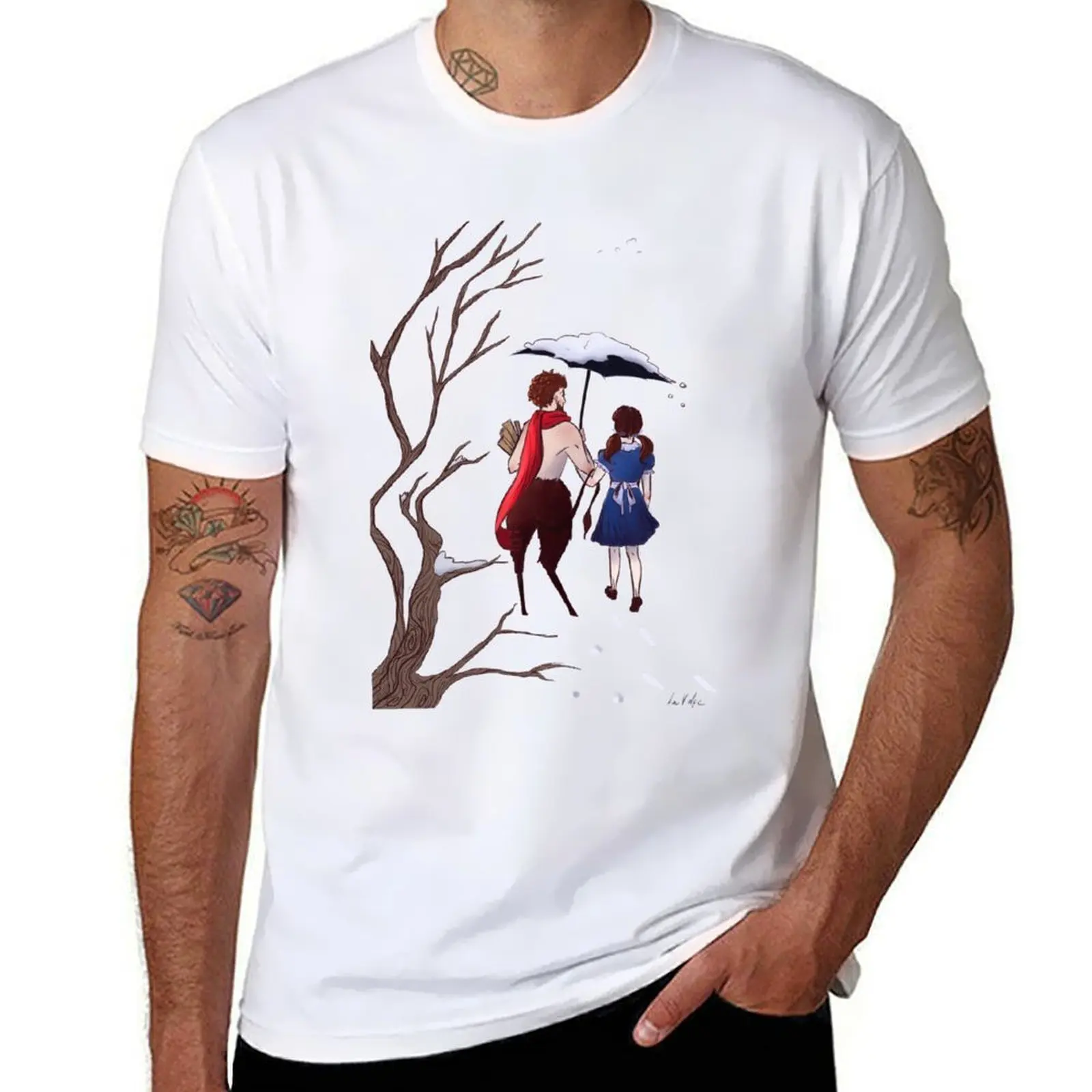 Mr Tumnus and Lucy Simplified T-Shirt Stain Resistant Casual Tee