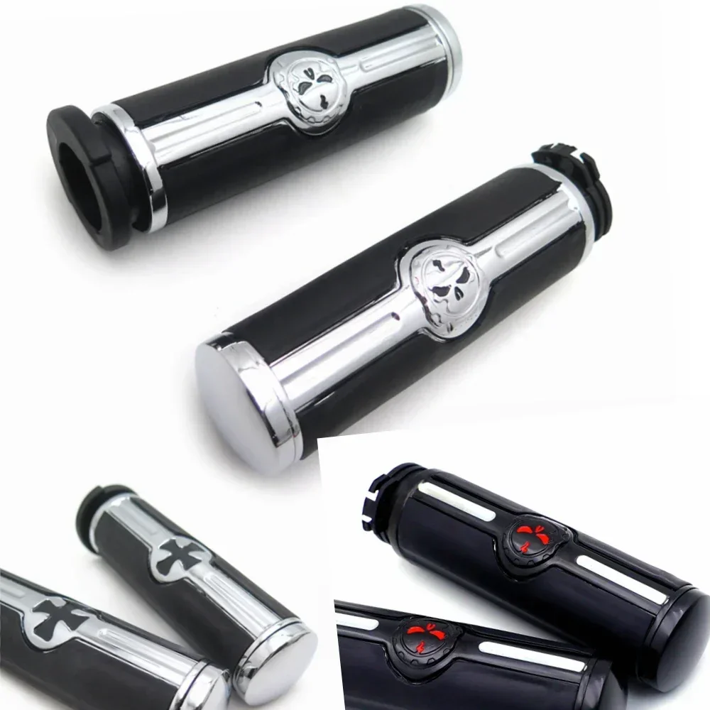 

Motorcycle Skull 1" Mechanical Throttle Hand Grips for Harley Davidson 1996-Later VRSC XL XR Dyna Softail YAMAHA Chrome/Black