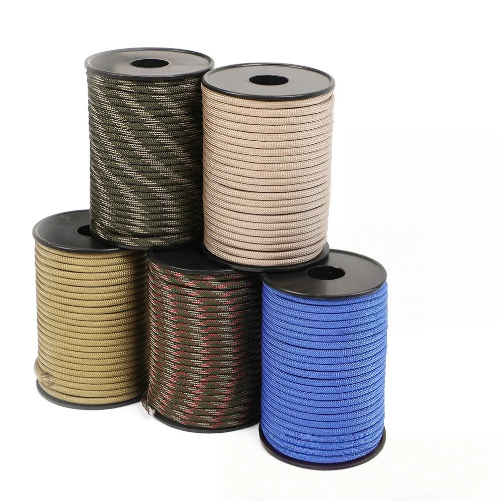 Durchmesser 4mm, Länge 30m, aufrollbares neunadriges Paracord-Seil in verschiedenen Farben, geeignet zur Zeltverstärkung, Windseilbefestigung. – Detail 15