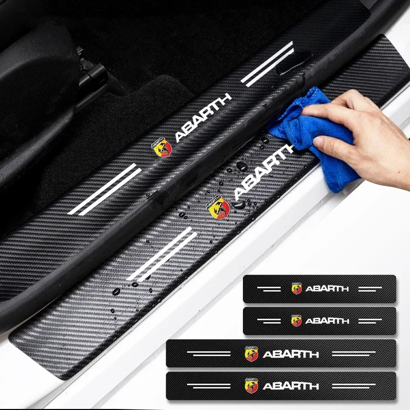 Carbon Fiber Anti Scratch Scuff Pedal Car Door Sill Protector Stickers For Abbas Abarth Punto 124/125/500 Stilo Ducato Car