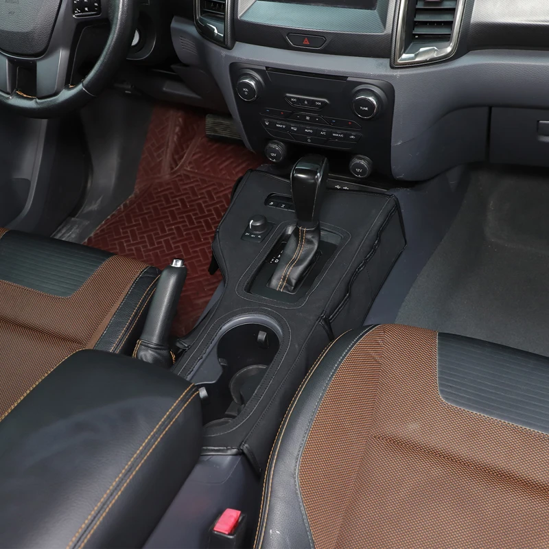 

Black Car Center Console Protective Cover Trim Interior Car Accessories For Ford Ranger Wildtrak T6 T7 T8 2015-2021