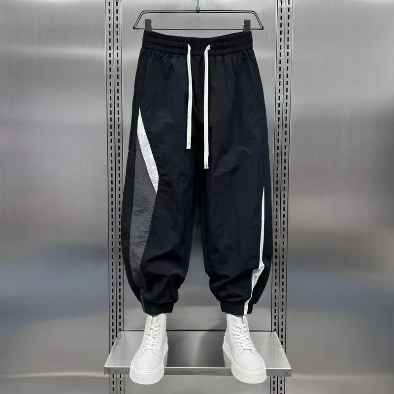 

GELITAYIN Splicing Color Loose Summer Sports Thin Male Cropped Trousers Original Clothing Korean Style Classic Men's Casual Hare