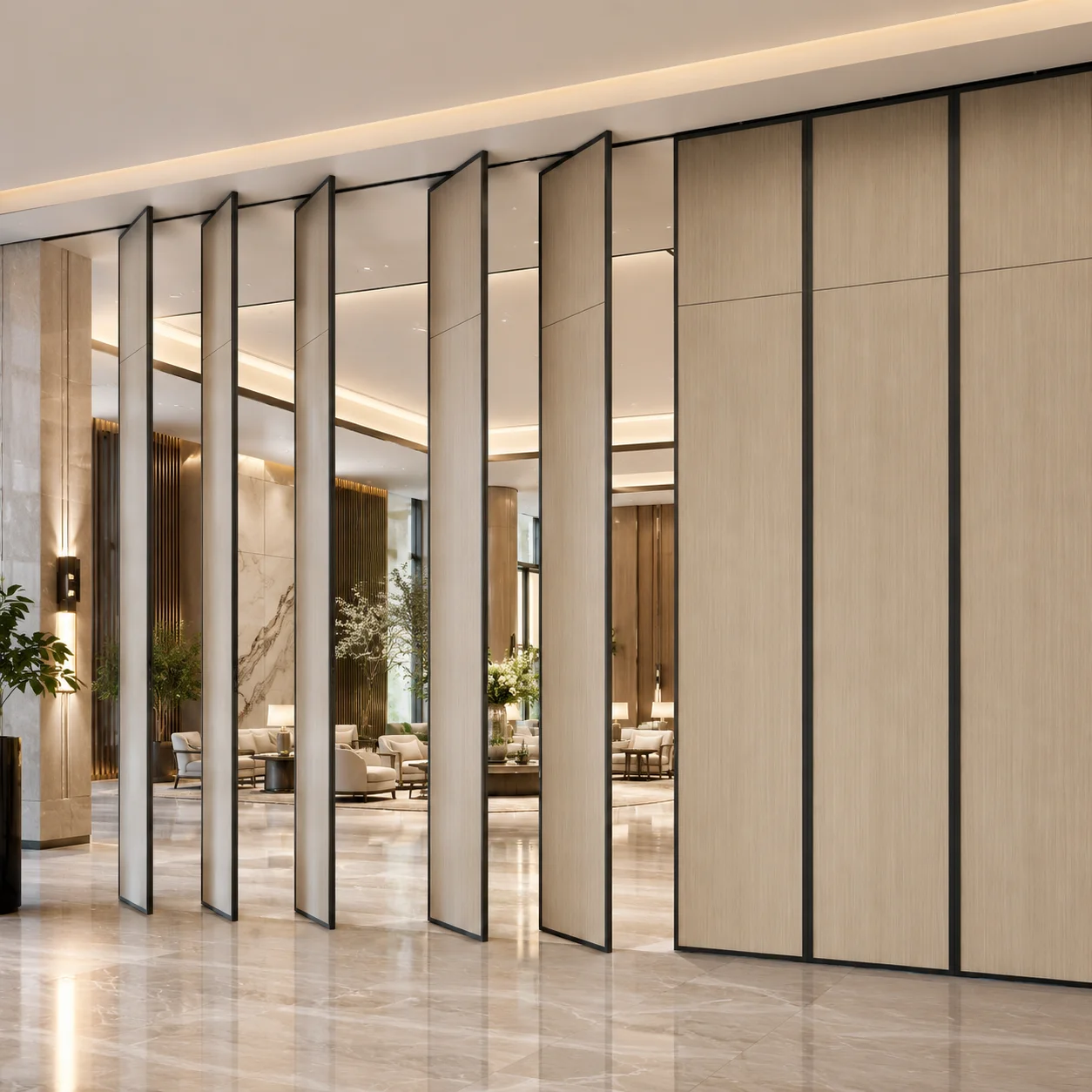 2026 Modern Wood Veneer Wall Panel Decorative Acoustic Board Interior Wall Cladding for Banquet Hall Hotel Wedding Event Centerp