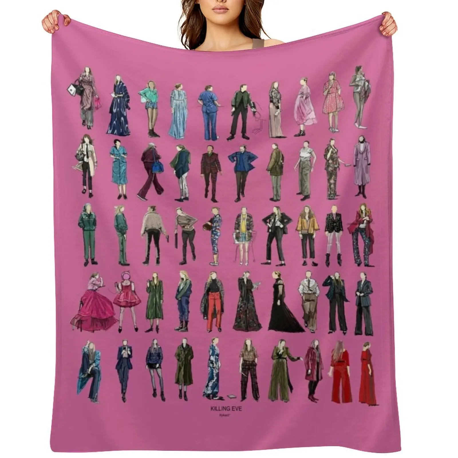 

Killing eve villanelle fashion looks Pink version Throw Blanket Plaid on the sofa Weighted Bed linens Flannels Blankets