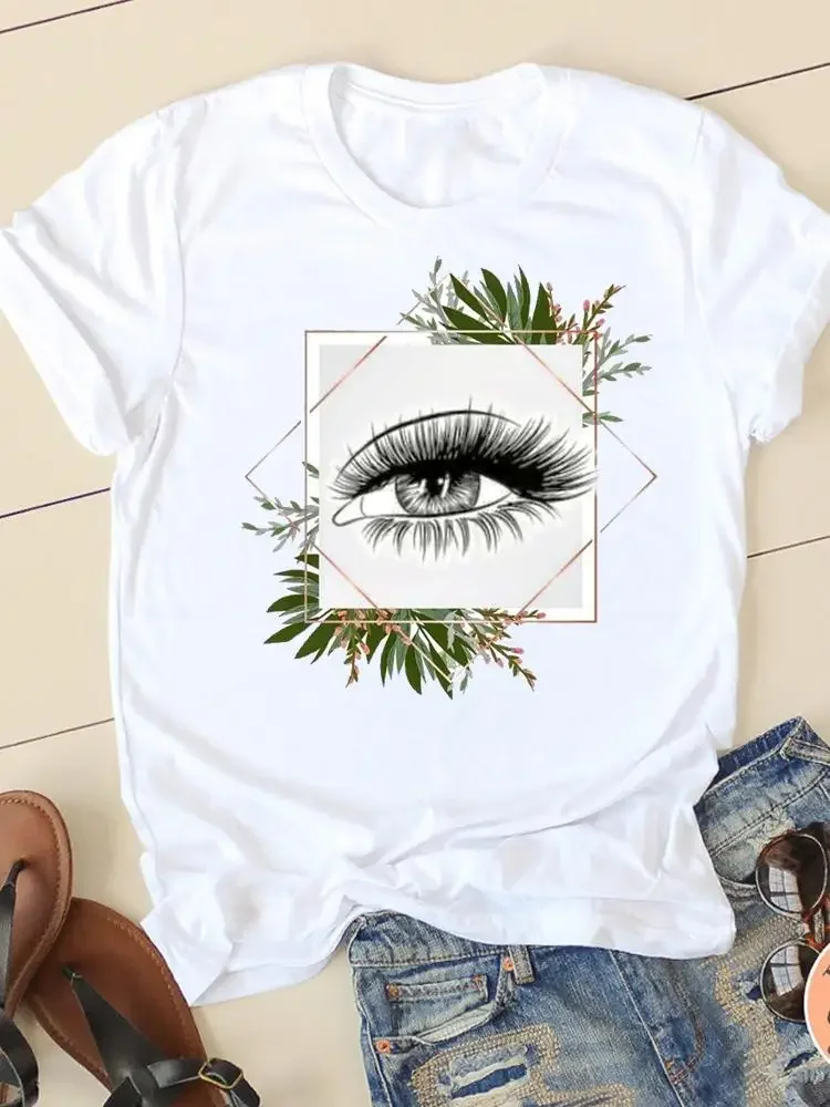

Eye Lashes Clothing Summer Short Sleeve Ladies Casual Women 90s Style Trend Fashion Graphic Tee T-shirts Female T Shirt Clothes
