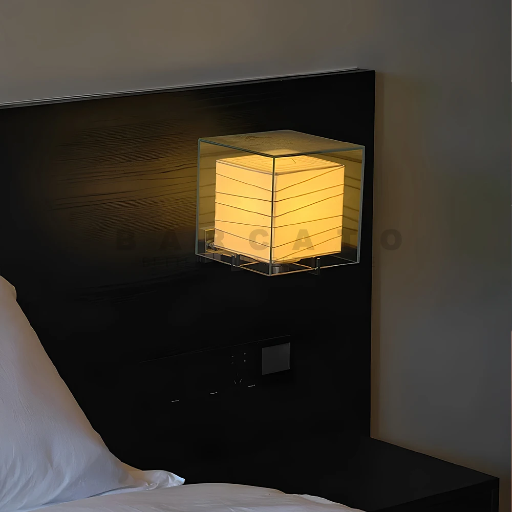 Square Nordic Wall Lamp Rice Paper Modern Fashion Glass Sconce Light New Design For Beside Bedroom Creative Lighting Fixtures