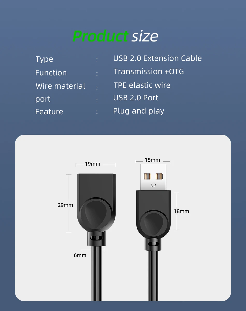 2.0 USB Extension Cable Male To Female USB Cable Data Sync Cable USB Extender USB Extension Cord - view 5