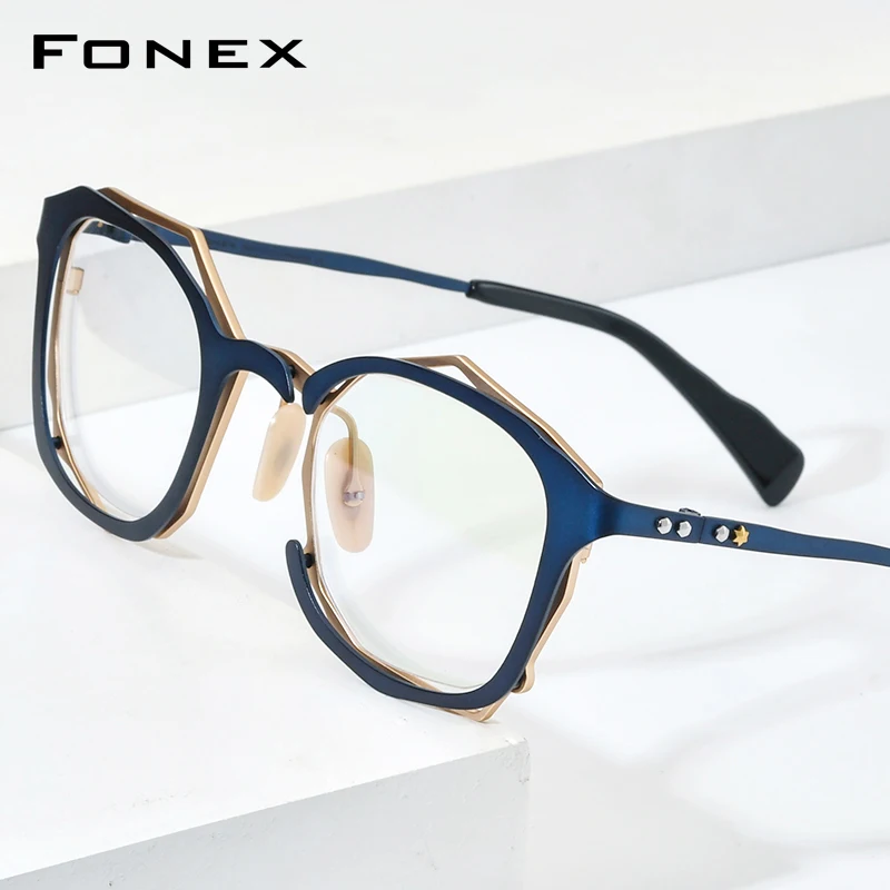 FONEX Pure Titanium Glasses Men Retro Vintage 2022 New Eyeglasses Square Frame Eyewear F85729