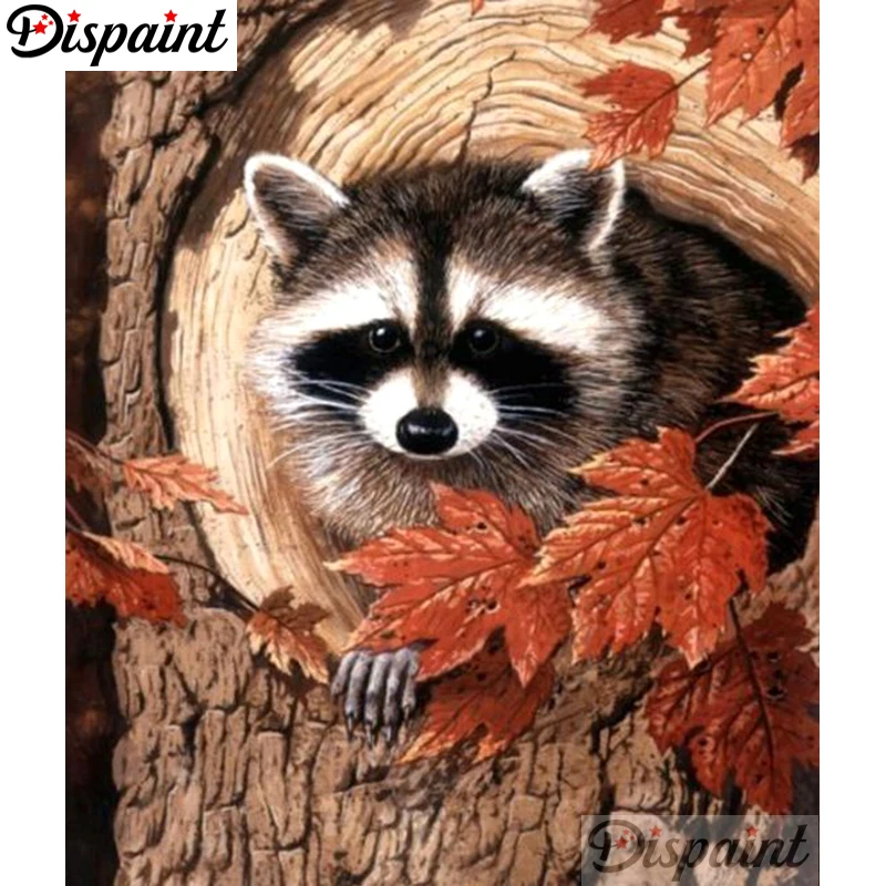 

Dispaint Full Square/Round Drill 5D DIY Diamond Painting "Animal raccoon" Embroidery Cross Stitch 3D Home Decor A10514