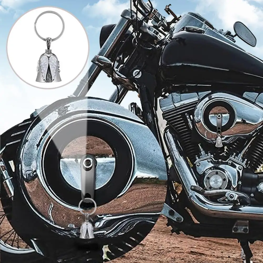 Luck Riding Bell Motorcycle Guardian Angel Wings Keychain Motorcycle Bell Keychain Lucky Exorcist Bell Keychain Talisman Keyring