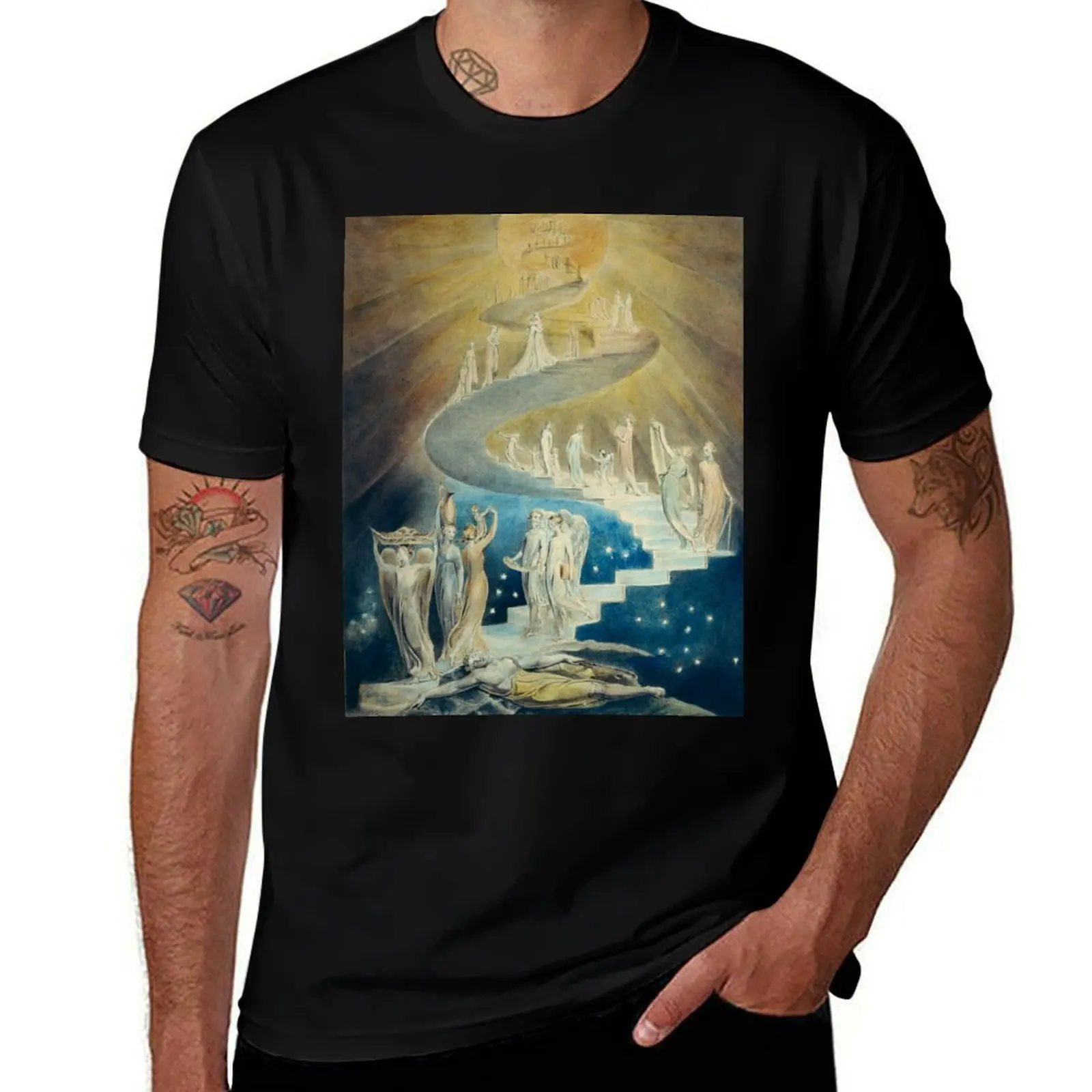 HD Jacob's Ladder, by William Blake HIGH DEFINITION T-Shirt Work Outdoor for Men T-Shirt