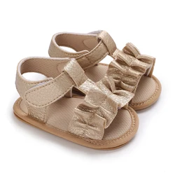 Sandalias de jardín para bebé y niña, zapatos planos de cuero PU, flexibles, antideslizantes, plegables, informales, de verano, para uso diario, 0 a 18 meses