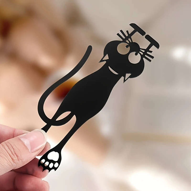 Kawaii Black Cat 3D Bookmarks Set of 1-5 Plastic Animal Book Markers for Students And Teachers Creative Stationery Gift