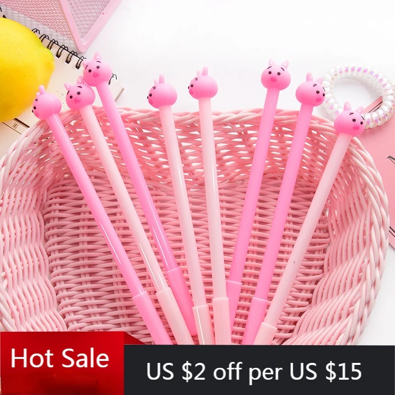 

24 PCs Cute Pink Pig Shape Neutral Pen Carbon Black Signature Pen Student Supplies Stationery Kawaii School Supplies Pen