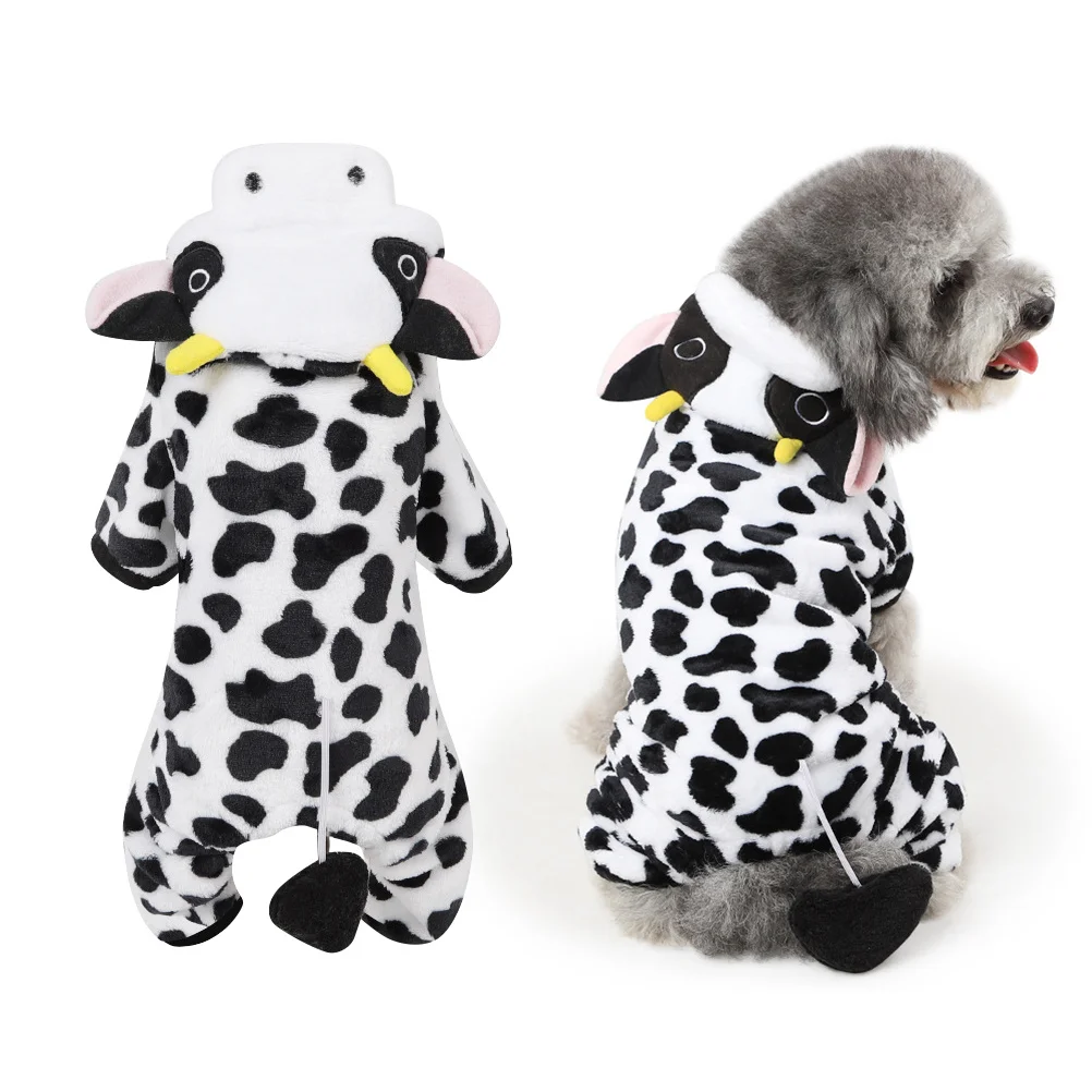 

Dog Milk Cow Costume Designer Pet Outfit Warm Dog Jumpsuit for Small Dogs Puppies Halloween Special Occasions Christmas Play