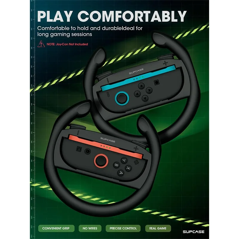 Controller Steering Wheel For Nintendo Switch 2 2025 SUPCASE Racing Games Accessories for Switch 2 JoyCon Controllers Grip Set