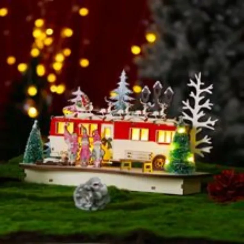 Creative Christmas Gifts Christmas Wooden Decorations Christmas Village Shopping Window Display Desk Decoration