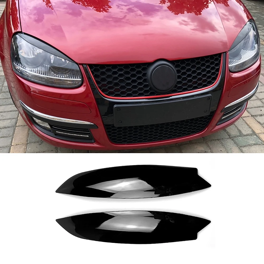 Bright Black Headlights Eyebrows Eyelids Cover Eyelash Head Light Lamp Stickers for Golf 5 R32 MK5 2005 2006 2007