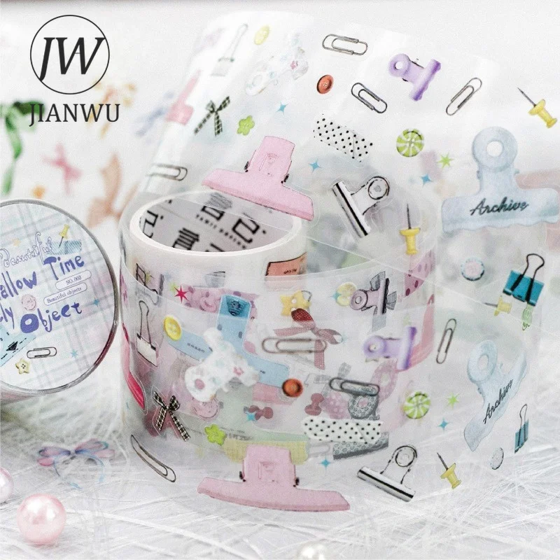 JIANWU 45mm*200cm Vintage Colorful Bow Tie Clip Landscape Material Collage Scrapbooking PET Tape Creative DIY Journal Stationery
