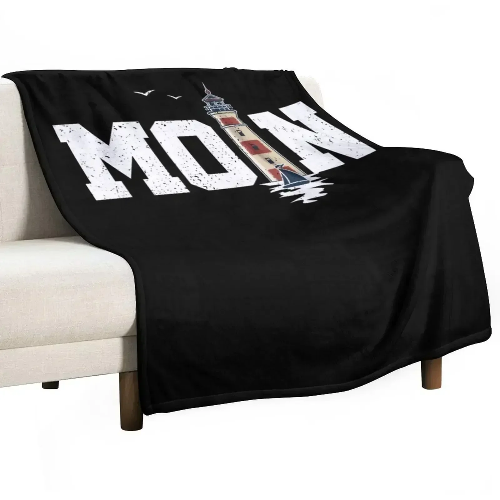 Hello North Sea lighthouse & seagulls North Germany sea beach Throw Blanket Softest Sofas Large Blankets