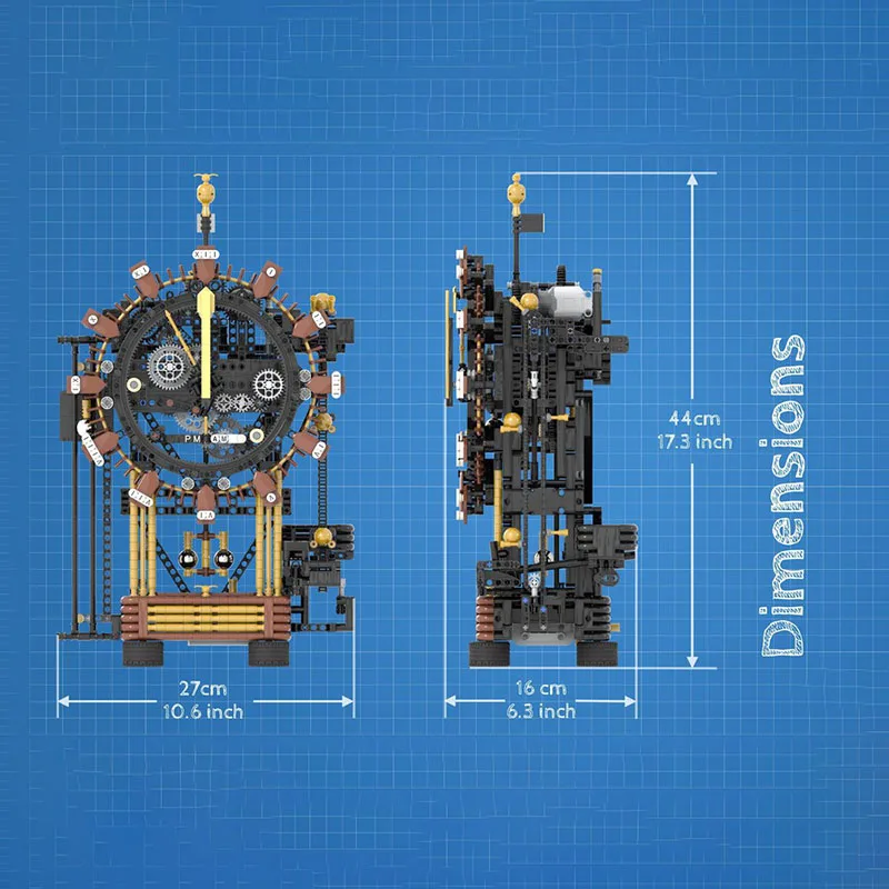 Home Craft Model Moc Building Bricks Mechanical Pendulum Clock Modular Technology Building Blocks Gift Toys DIY Set Assembly